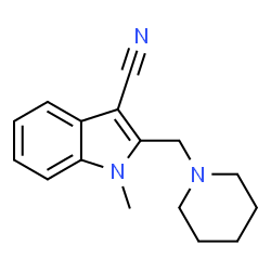 ChemSpider 2D Image | 1-Methyl-2-piperidin-1-ylmethyl-1H-indole-3-carbonitrile | C16H19N3