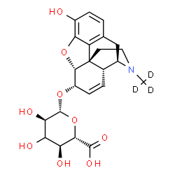 ChemSpider 2D Image | (5alpha,6alpha)-3-Hydroxy-17-(~2~H_3_)methyl-7,8-didehydro-4,5-epoxymorphinan-6-yl (3xi)-beta-D-ribo-hexopyranosiduronic acid | C23H24D3NO9