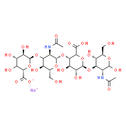 ChemSpider 2D Image | Sodium (4xi)-alpha-D-xylo-hexopyranuronosyl-(1->3)-(3xi)-2-acetamido-2-deoxy-beta-D-ribo-hexopyranosyl-(1->4)-(5xi)-beta-D-xylo-hexopyranuronosyl-(1->3)-2-acetamido-2-deoxy-D-glucopyranose | C28H43N2NaO23