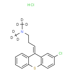 ChemSpider 2D Image | (3E)-3-(2-Chloro-9H-thioxanthen-9-ylidene)-N,N-bis[(~2~H_3_)methyl]-1-propanamine hydrochloride (1:1) | C18H13D6Cl2NS