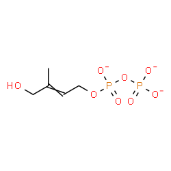 ChemSpider 2D Image | Diphosphoric acid, mono(4-hydroxy-3-methyl-2-buten-1-yl) ester, ion(3-) | C5H9O8P2