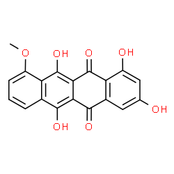 ChemSpider 2D Image | 1,3,6,11-Tetrahydroxy-10-methoxy-5,12-tetracenedione | C19H12O7