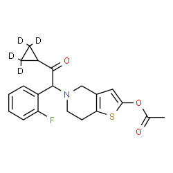 ChemSpider 2D Image | 5-{2-[(2,2,3,3-~2~H_4_)Cyclopropyl]-1-(2-fluorophenyl)-2-oxoethyl}-4,5,6,7-tetrahydrothieno[3,2-c]pyridin-2-yl acetate | C20H16D4FNO3S