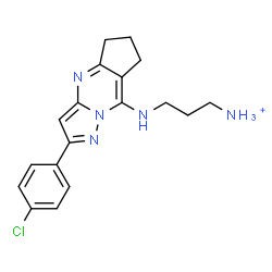 ChemSpider 2D Image | 3-{[2-(4-Chlorophenyl)-6,7-dihydro-5H-cyclopenta[d]pyrazolo[1,5-a]pyrimidin-8-yl]amino}-1-propanaminium | C18H21ClN5