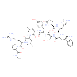 ChemSpider 2D Image | 5-Oxo-L-prolyl-L-histidyl-L-tryptophyl-L-seryl-L-tyrosyl-D-leucyl-D-leucyl-L-arginyl-N-ethyl-L-prolinamide | C59H84N16O12