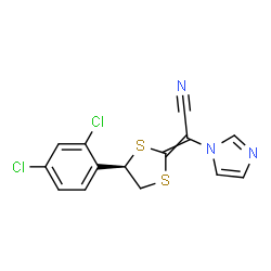 ChemSpider 2D Image | [(4R)-4-(2,4-Dichlorophenyl)-1,3-dithiolan-2-ylidene](1H-imidazol-1-yl)acetonitrile | C14H9Cl2N3S2