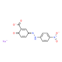 ChemSpider 2D Image | Sodium 3-[(4-nitrophenyl)hydrazono]-6-oxo-1,4-cyclohexadiene-1-carboxylate | C13H8N3NaO5