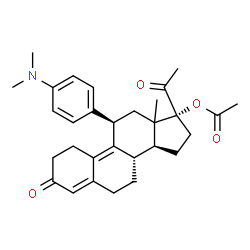 ChemSpider 2D Image | (11beta,13xi)-11-[4-(Dimethylamino)phenyl]-3,20-dioxo-19-norpregna-4,9-dien-17-yl acetate | C30H37NO4