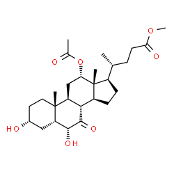 ChemSpider 2D Image | Methyl (3alpha,5beta,6alpha,12alpha)-12-acetoxy-3,6-dihydroxy-7-oxocholan-24-oate | C27H42O7