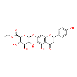 ChemSpider 2D Image | Ethyl 5-hydroxy-2-(4-hydroxyphenyl)-4-oxo-4H-chromen-7-yl beta-D-glucopyranosiduronate | C23H22O11