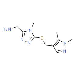 ChemSpider 2D Image | 1-(5-{[(1,5-Dimethyl-1H-pyrazol-4-yl)methyl]sulfanyl}-4-methyl-4H-1,2,4-triazol-3-yl)methanamine | C10H16N6S