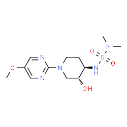 ChemSpider 2D Image | N'-[(3R,4R)-3-Hydroxy-1-(5-methoxy-2-pyrimidinyl)-4-piperidinyl]-N,N-dimethylsulfuric diamide | C12H21N5O4S
