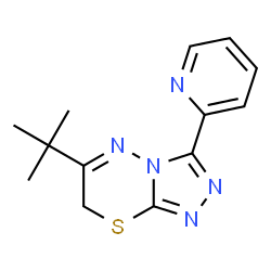 ChemSpider 2D Image | 6-(2-Methyl-2-propanyl)-3-(2-pyridinyl)-7H-[1,2,4]triazolo[3,4-b][1,3,4]thiadiazine | C13H15N5S