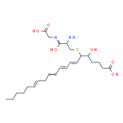 ChemSpider 2D Image | (7E,9E,14E)-6-({2-Amino-3-[(carboxymethyl)imino]-3-hydroxypropyl}sulfanyl)-5-hydroxy-7,9,11,14-icosatetraenoic acid | C25H40N2O6S