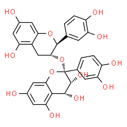 ChemSpider 2D Image | (2S,3R,4R)-2-(3,4-Dihydroxyphenyl)-2-{[(2S,3R)-2-(3,4-dihydroxyphenyl)-5,7-dihydroxy-3,4-dihydro-2H-chromen-3-yl]oxy}-3,4,5,7-chromanetetrol | C30H26O13