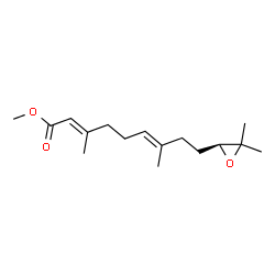 ChemSpider 2D Image | Methyl (2E,6E)-9-[(2S)-3,3-dimethyl-2-oxiranyl]-3,7-dimethyl-2,6-nonadienoate | C16H26O3