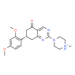ChemSpider 2D Image | 4-[(7S)-7-(2,4-Dimethoxyphenyl)-5-oxo-5,6,7,8-tetrahydro-2-quinazolinyl]-1-methylpiperazin-1-ium | C21H27N4O3