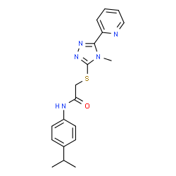 ChemSpider 2D Image | N-(4-Isopropylphenyl)-2-{[4-methyl-5-(2-pyridinyl)-4H-1,2,4-triazol-3-yl]sulfanyl}acetamide | C19H21N5OS