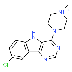 ChemSpider 2D Image | 4-(8-Chloro-5H-pyrimido[5,4-b]indol-4-yl)-1-methylpiperazin-1-ium | C15H17ClN5