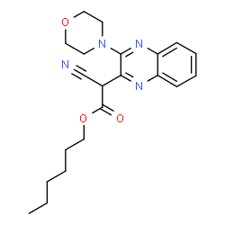 ChemSpider 2D Image | Hexyl cyano[3-(4-morpholinyl)-2-quinoxalinyl]acetate | C21H26N4O3
