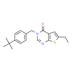 ChemSpider 2D Image | 3-(4-tert-Butylbenzyl)-6-ethylthieno[2,3-d]pyrimidin-4(3H)-one | C19H22N2OS