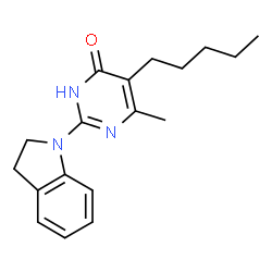 ChemSpider 2D Image | 2-(2,3-Dihydro-1H-indol-1-yl)-6-methyl-5-pentyl-4(1H)-pyrimidinone | C18H23N3O