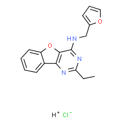 ChemSpider 2D Image | Hydrogen chloride - 2-ethyl-N-(2-furylmethyl)[1]benzofuro[3,2-d]pyrimidin-4-amine (1:1:1) | C17H16ClN3O2