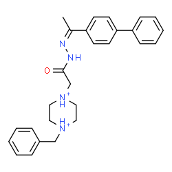 ChemSpider 2D Image | 1-Benzyl-4-(2-{(2Z)-2-[1-(4-biphenylyl)ethylidene]hydrazino}-2-oxoethyl)piperazinediium | C27H32N4O