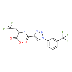 ChemSpider 2D Image | 4,4,4-Trifluoro-2-[({1-[3-(trifluoromethyl)phenyl]-1H-1,2,3-triazol-4-yl}carbonyl)amino]butanoic acid | C14H10F6N4O3