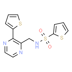 ChemSpider 2D Image | N-{[3-(2-Thienyl)-2-pyrazinyl]methyl}-2-thiophenesulfonamide | C13H11N3O2S3