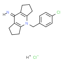 ChemSpider 2D Image | Hydrogen chloride 4-(4-chlorobenzyl)-2,3,4,5,6,7-hexahydrodicyclopenta[b,e]pyridin-8(1H)-imine (1:1:1) | C18H20Cl2N2