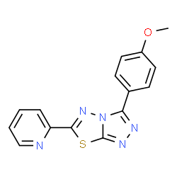 ChemSpider 2D Image | 3-(4-Methoxyphenyl)-6-(2-pyridinyl)[1,2,4]triazolo[3,4-b][1,3,4]thiadiazole | C15H11N5OS