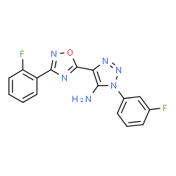 ChemSpider 2D Image | 1-(3-Fluorophenyl)-4-[3-(2-fluorophenyl)-1,2,4-oxadiazol-5-yl]-1H-1,2,3-triazol-5-amine | C16H10F2N6O