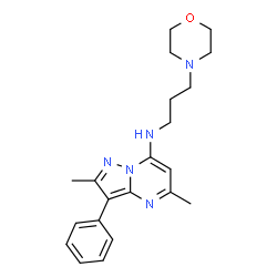 ChemSpider 2D Image | 2,5-Dimethyl-N-[3-(4-morpholinyl)propyl]-3-phenylpyrazolo[1,5-a]pyrimidin-7-amine | C21H27N5O