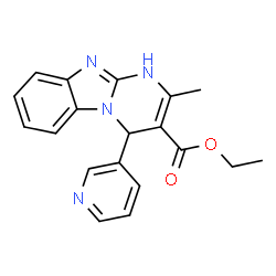 ChemSpider 2D Image | Ethyl 2-methyl-4-(3-pyridinyl)-1,4-dihydropyrimido[1,2-a]benzimidazole-3-carboxylate | C19H18N4O2