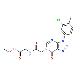 ChemSpider 2D Image | Ethyl N-{[3-(3-chloro-4-methylphenyl)-7-oxo-3,7-dihydro-6H-[1,2,3]triazolo[4,5-d]pyrimidin-6-yl]acetyl}glycinate | C17H17ClN6O4