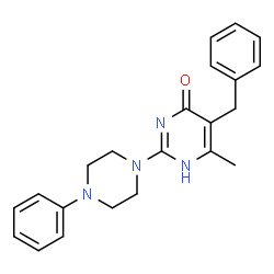 ChemSpider 2D Image | 5-Benzyl-6-methyl-2-(4-phenyl-1-piperazinyl)-4(1H)-pyrimidinone | C22H24N4O