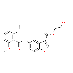 ChemSpider 2D Image | 2-Methoxyethyl 5-[(2,6-dimethoxybenzoyl)oxy]-2-methyl-1-benzofuran-3-carboxylate | C22H22O8