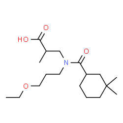 ChemSpider 2D Image | 3-{[(3,3-Dimethylcyclohexyl)carbonyl](3-ethoxypropyl)amino}-2-methylpropanoic acid | C18H33NO4