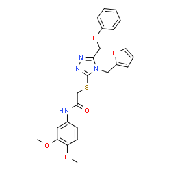 ChemSpider 2D Image | N-(3,4-Dimethoxyphenyl)-2-{[4-(2-furylmethyl)-5-(phenoxymethyl)-4H-1,2,4-triazol-3-yl]sulfanyl}acetamide | C24H24N4O5S