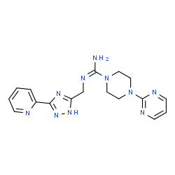 ChemSpider 2D Image | N'-{[3-(2-Pyridinyl)-1H-1,2,4-triazol-5-yl]methyl}-4-(2-pyrimidinyl)-1-piperazinecarboximidamide | C17H20N10