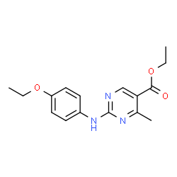 ChemSpider 2D Image | Ethyl 2-[(4-ethoxyphenyl)amino]-4-methyl-5-pyrimidinecarboxylate | C16H19N3O3