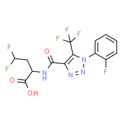ChemSpider 2D Image | 4,4-Difluoro-2-({[1-(2-fluorophenyl)-5-(trifluoromethyl)-1H-1,2,3-triazol-4-yl]carbonyl}amino)butanoic acid | C14H10F6N4O3