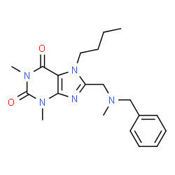ChemSpider 2D Image | 8-{[Benzyl(methyl)amino]methyl}-7-butyl-1,3-dimethyl-3,7-dihydro-1H-purine-2,6-dione | C20H27N5O2