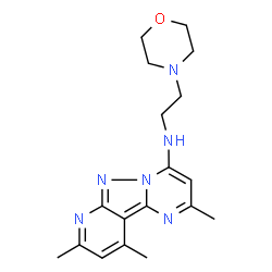 ChemSpider 2D Image | 2,8,10-Trimethyl-N-[2-(4-morpholinyl)ethyl]pyrido[2',3':3,4]pyrazolo[1,5-a]pyrimidin-4-amine | C18H24N6O