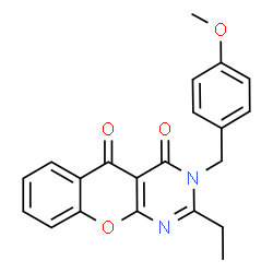 ChemSpider 2D Image | 2-Ethyl-3-(4-methoxybenzyl)-4H-chromeno[2,3-d]pyrimidine-4,5(3H)-dione | C21H18N2O4