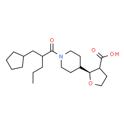 ChemSpider 2D Image | (2S)-2-{1-[2-(Cyclopentylmethyl)pentanoyl]-4-piperidinyl}tetrahydro-3-furancarboxylic acid | C21H35NO4