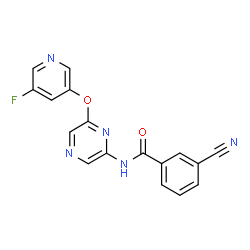 ChemSpider 2D Image | 3-Cyano-N-{6-[(5-fluoro-3-pyridinyl)oxy]-2-pyrazinyl}benzamide | C17H10FN5O2