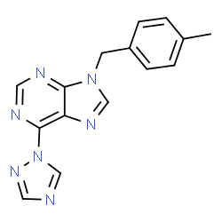 ChemSpider 2D Image | 9-(4-Methylbenzyl)-6-(1H-1,2,4-triazol-1-yl)-9H-purine | C15H13N7