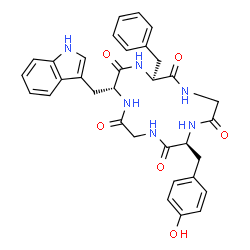 ChemSpider 2D Image | Cyclo(glycyl-D-tryptophyl-L-phenylalanylglycyl-L-tyrosyl) | C33H34N6O6